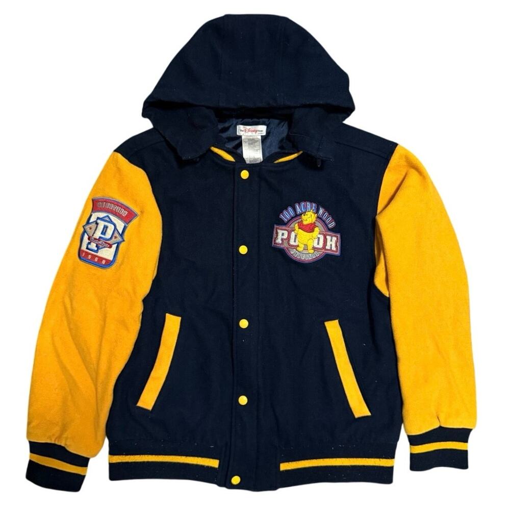 Vintage 90s Disney Store Winnie The Pooh Varsity Jacket 100 Acre Wood Size Small